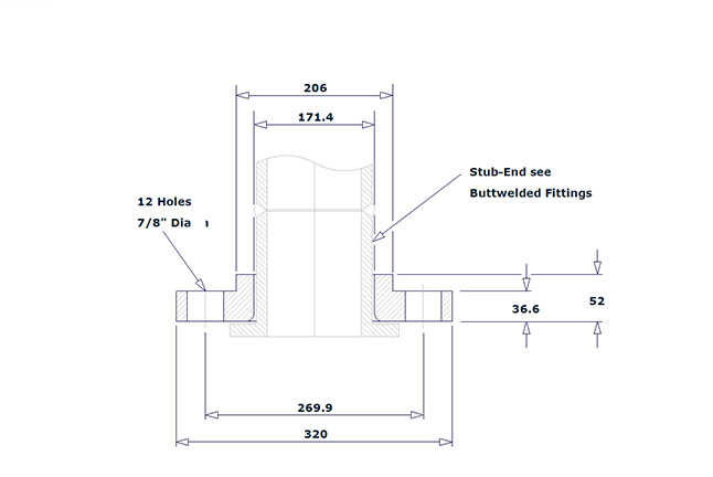 Dimensión de Brida LJ Clase 300